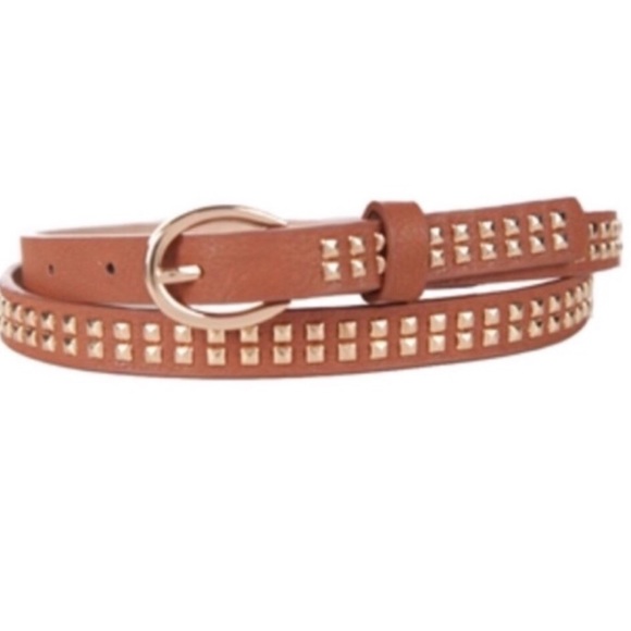 Lulu's Accessories - Lulu Gold Studded Brown Belt Lulu's Accessories - Lulu Gold Studded Brown Belt